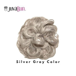 Juvabun Hair Extensions Silver Gray ? Soft Curly Hair Extensions Clip-In for Natural Volume &amp; Quick Updo Styling Hair Bun Maker