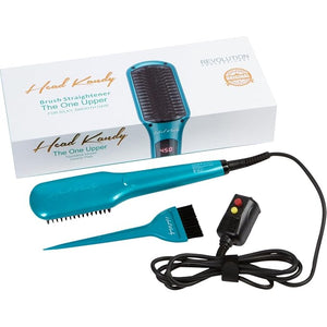 Head Kandy One Upper Hair Straightening Brush with Heat | Hot Brush with Ceramic Plating | Anti Scald Technology | Teal