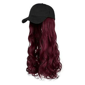 Women Baseball Cap Wig Long Curly and Wavy Wig Sunshade Baseball Cap Integrated Wig Cap Women's Wig Cap