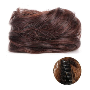 messy bun hair piece 1/2 PCS Accessory Updo Hairpieces For Women Girls Mini Claw Synthetic Curly Wavy Hair Bun Extensions Wig Clip in Messy &amp; Cat Ears Short hair buns hair piece ( Color : FB001-2-