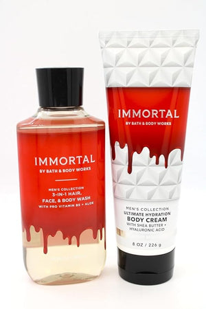 Bath &amp Body Works Immortal Men's 3-in-1 Hair Face &amp Body Wash and Body Cream 2 Piece Set