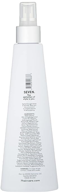 SEVEN Hair Care CUBICA TOUSLE Texture Hair Spray for Women &amp Men Dry Wax Hairspray for Volume Body + Beachy Waves ProVitamin B5 Green Tea Sunflower Seed + Jojoba Cruelty Free Made in USA 8