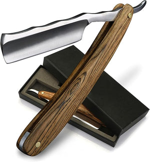 Vintage Old Style Straight Edge Stainless Steel Barber Razor Wooden Handle Folding Shaving Knife Hair Removal Tools