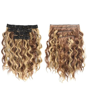 Short Curly Synthetic 4-piece Set Of Water Ripple Hair Extension Wig Clip In Woman's Clip Hair Accessories Hairpiece(12H24)