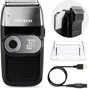 PRITECH Foil and Bald Shavers 2 in 1 Electric Shaver for Men Foil Blade and PopupTrimmer with Rechargeable 3 Adjustable Speeds Men's Shaver (Black Silver)