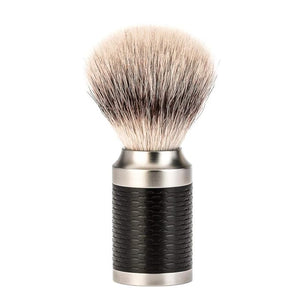 M?HLE Rocca Stainless Steel Black Silvertip Fibre Shaving Brush