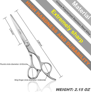 High-end Professional Extremely Very Sharp Barber Hair Cutting Scissors Hairdresser Shears For Hair 6 Inch Haircut Scissor Made Of Stainless Steel Alloy For Hairdressing Salon and Home Use
