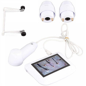 Skin Hair Analyzer 5 Inch LCD Digital Scalp Detector with 50X/200X Lens Rechargeable Hair Follicle Scanner for Skin Analysis Home Salon Use Portable Dermatoscope Tool