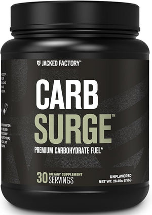 Jacked Factory Carb Surge - Premium Carbohydrate Powder with Carb10 Pea Starch &amp Cluster Dextrin for Fast-Acting Intra Workout Carbs &amp Increased Energy - 30 Servings Unflavored