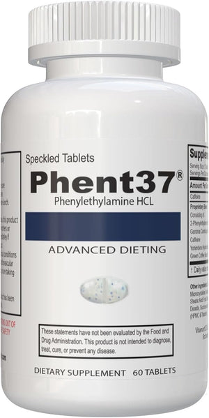 Phent37 (1 Bottle - 60 Tablets) phenylethylamine HCL - Advanced Dieting | Speckled Tablets - Dietary Supplement