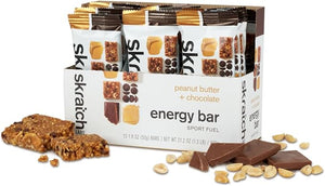 Skratch Labs Energy Bar | Peanut Butter + Chocolate (12 Pack) | Plant Based Healthy Snack | Low Sugar - 5g Protein | Non-GMO Gluten Free Soy Free Vegan Kosher
