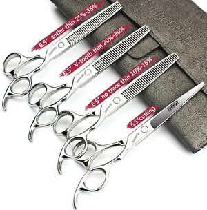 SHARONDS 6.5 Inch Stainless Steel Professional Barber Scissors Hair Thinning Scissors Hairdresser or Home Hairdresser Variant/Hybrid Scissors (6.5 inch-4pc)