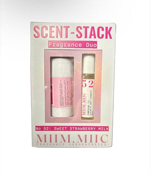 SCENT-STACK FRAGRANCE DUO COMPOUND NO 52: SWEET STRAWBERRY MILK 1 SOLID PERFUME STICK 0.5OZ.; &amp; 1 ROLL-ON PERFUME 0.33 OZ. (1 SET OF 2)