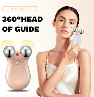 Facial Massage Roller Device, Dual-Head Design with LED Light Therapy, Electric Beauty Tool for Skin Care, White