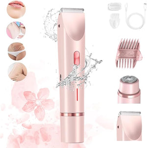 2 in 1 Electric Dual Headed Electric Shaver, Ipx7 Waterproof Wet and Dry Bikini Trimmer for Body, Legs, Arms(Pink)