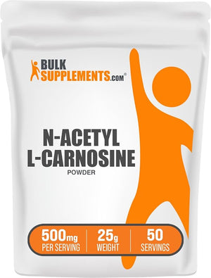 BulkSupplements.com N-Acetyl L-Carnosine Powder - Carnosine Supplement N-Acetyl Carnosine 500mg - Gluten Free 500mg per Serving 25g (0.88 oz) (Pack of 1)