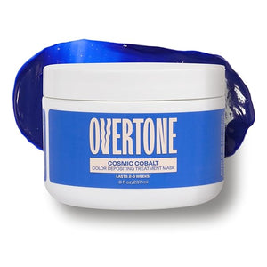 Overtone Semi Permanent Hair Color Conditioner Extreme Blue is Cosmic Cobalt 8 oz Nourishing Damage-Free Color Depositing Mask for All Hair Types with Shea Butter &amp Coconut Oil Vegan
