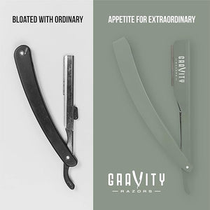 GRAVITY RAZORS Professional Straight Razor Kit ? Minimal Exposure, Includes 10 Premium Blades, 2mm Exposed, Mint