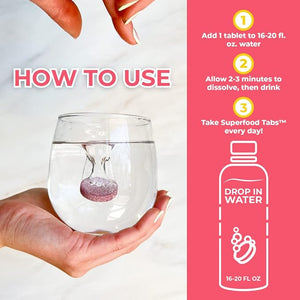 Superfood Tabs Superfoods Company Detox Cleanse Drink - Supplement for Women &amp Men - Support Healthy Weight Digestive Health Cravings &amp Bloating Relief - Strawberry Lemonade Flavor [30 Table