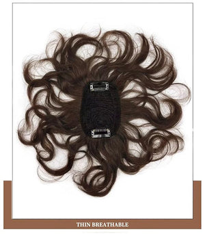 7" Short Curly Human Hair Toppers for Women Dark Brown,2.76x3.94 Small Area Clip in Top Hair Pieces Natural Wavy Short Hair Topper Wiglets Hairpiece for Slight Thinning Hair