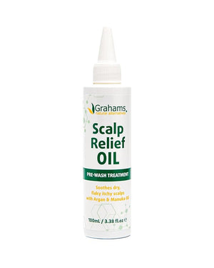 Grahams Natural Scalp Relief Oil - For Dry Itchy &amp Flaky Scalp Psoriasis Seborrheic Dermatitis &amp Dandruff Treatment - Hydrating Moisturising &amp Exfoliating Scalp Oil (1 x 3.38 fl oz)