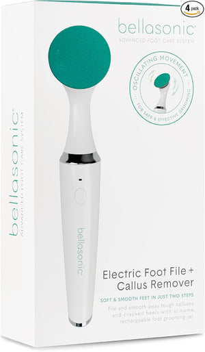 Bellasonic Electric Foot File + Callus Remover with Unique Oscillating Head ? File &amp Smooth Dry Hardened &amp Cracked Skin on Heels &amp Toes ? Salon Quality Pedicure at Home w/Portable Rechar