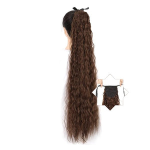 Hair Accessories 1 Pack Long Corn Wave Ponytail Lengthening Synthetic Natural with Drawstring Hairpin Ponytail Extension Women Wigs Hair Pieces For Women(009,32inches)