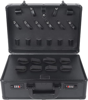 Professional Barber Case, Barber Tool Kits Storage, Double Layer Travel Barber Tool Box, Luxury Carrying Case for Beauty Hair Stylist Pet Groomer with Handle &amp; Secure Numlock, Black