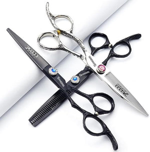 Hairdresser Professional Left-Handed Scissors Set - 6.0 Inch Hair Sparse Scissors - 440C (3pc-A)
