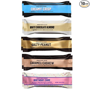 BarebeIIs Protein Bars Assorted Variety Pack - 5 Flavor Assortment - Protein Snacks with 20g of Protein - 10 Pack