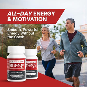 Extreme Energy - Powerful Energy Pills for Women &amp; Men - Lasts 6-10+ Hours Without Crash or Jitters - 100% Natural Energy Supplement for Fatigue, Motivation, Focus (60 Ct)