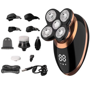 TOPKU Electric Shavers for Men 5 in1 Bald Head Shaver LED Display Rechargeable Cordless Wet Dry Rotary Shaver Grooming KitRazors with Hair Clippers Nose Hair Trimmer Facial Cleansing Brush