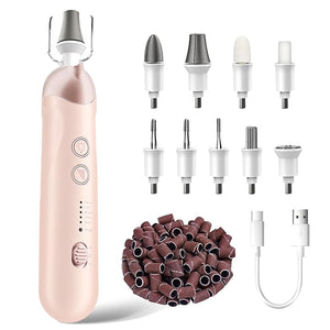 Professional Manicure Pedicure Kit Cordless Electric Nail File Set Rechargeable Pedicure Tools for feet 5 Speeds Hand Foot Care Nail Drill for Thick Nail Toenail Cuticle Women Men Baby Pets-Rose