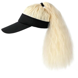 Women's Baseball Hat Wig Visor Hat Wig Wool Short Curly Hair Wig Ponytail braid Wavy Wig Synthetic Hair Extensions