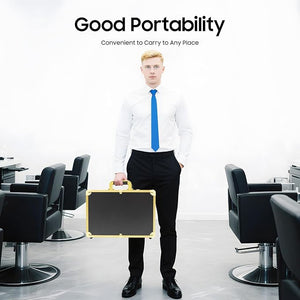 Portable Barber Carrying Case, Barber Box Styling Tools Accessories, Travel Storage Case Box Large Barber Beauty Salon Tool Kits Storage Combination lock(Gold,Black) (Gold)