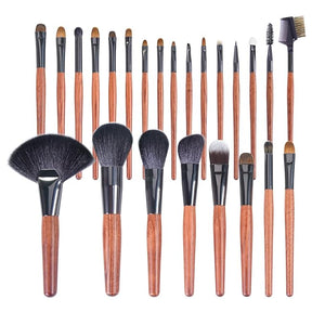 Professional Makeup Brush Set, 24 Pieces with Leather Case, Natural Hair Bristles, Wooden Handles