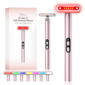 Red-Light-Therapy-Wand 7 Colors LED Facial Light Therapy Wand for Face and Neck Rejuvenation Face Massager Eye Beauty Tool at Home