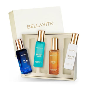 Luxury Long Lasting Unisex Perfume Gift Set | 4x20ml Perfume for Man &amp Woman | Woody Aquatic Sweet Premium Fragrance Scent | SKAI FRESH WHITEOUD HONEY OUD | Gifts for Men and Women