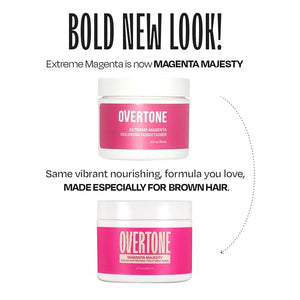 oVertone Color Depositing Conditioner - 8 oz Semi Permanent Hair Color with Shea Butter &amp Coconut Oil - Vegan Cruelty-Free - Extreme Magenta