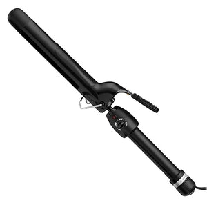 StyleCraft Stay-Temp Black Gold Professional Curling Iron with Extra-Long Thumb Grip Extended Barrel Marcel