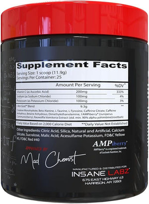 Insane Labz I am God Pre Workout, High Stim Pre Workout Powder Loaded with Creatine and DMAE Bitartrate Fueled by AMPiberry, Energy Focus Endurance Muscle Growth,25 Srvgs,Thou Shalt Not Covet Orange