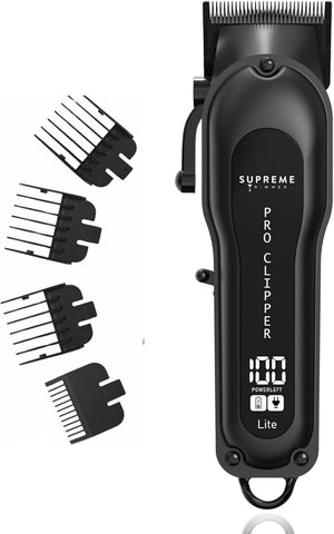 Supreme Trimmer Pro Clipper Lite | 210 Min Run Time Professional Hair Cutting Tool Set + Hair Comb Scissors &amp Fade Blade | STC5000