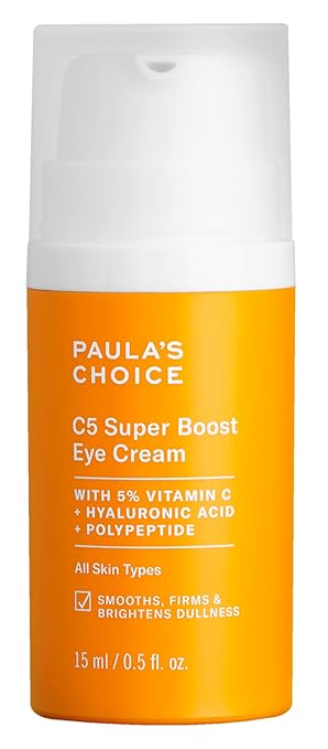 Paula's Choice C5 Super Boost Eye Cream for Dark Circles Puffy Eyes Fine Lines &amp Crow¡¯s Feet Eye Repair Cream with 5% Vitamin C Hyaluronic Acid &amp Peptides Fragrance Free 0.5 fl oz