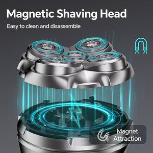 Electric 5D Floating Head Shavers for Bald Men, Rotary Shaver Face,Wet Dry IPX6 Waterproof Men's Razor, LED Display Rechargeable with USB Type-c Charge, Gifts for Men