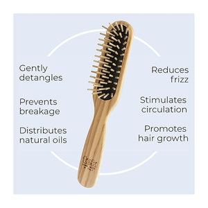 TEK ? Rectangular Wooden Hair Brush with Short Rounded Teeth in Natural Ash Wood Handmade in Italy ? Ideal for Styling Detangling and Daily Care of Short Fine or Delicate Hair ? 22 x 4 cm
