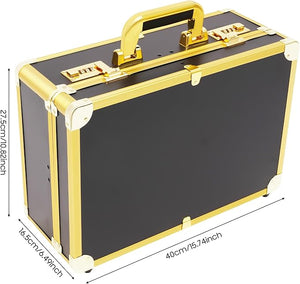 Barber Accessories Case,15.74" x 12.2" x 6.3"Barber Case Portable Barber Carrying Cases,Hair Scissors Clippers Trimmer Organizer for Hairdressers,Hairstylists (Gold)