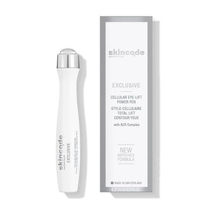 Skincode Exclusive Cellular Eye-Lift Power Pen | Cooling Roll-On for Puffiness &amp; Dark Circles | Multi-Corrective Eye Booster | ACR Complex for Collagen Boost &amp; Wrinkle Reduction (0.5 Oz / 15 m