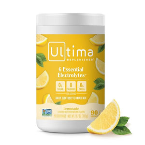Ultima Replenisher Daily Electrolyte Powder Drink Mix ? Sugar Free ? Lemonade 90 Servings ? Hydration Powder with 6 Key Electrolytes and Trace Minerals ? Keto Friendly Vegan Non-GMO