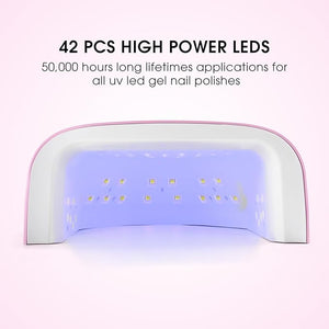Rechargeable LED Nail Lamp 60W Portable Wireless Nail Dryer UV Gel Polish Light with LCD Display Auto Sensor and 4 Timer Settings Professional Curing Lamp with 42 LED Beads for Salon