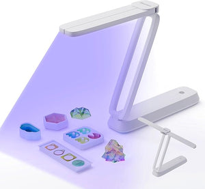 Resiners UV Light for Resin Curing UV Resin Light Wireless &amp Rechargeable Ultraviolet Lamp 3-in-1 Uses Foldable Blacklight LED Craft Supplies Tools for Jewelry Making Craft Molds White